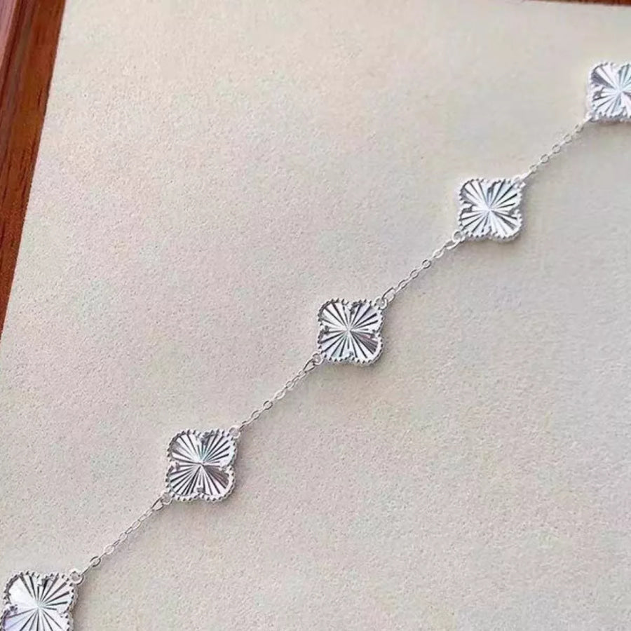 925 Sterling Silver Chain Four Leaf Clover Bracelet Silver / onesize Apparel and Accessories
