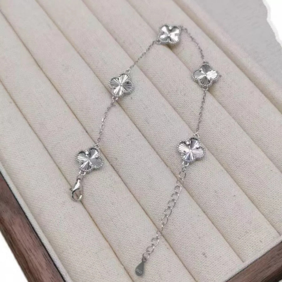 925 Sterling Silver Chain Four Leaf Clover Bracelet Silver / onesize Apparel and Accessories