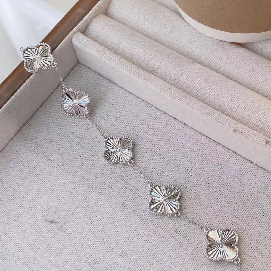 925 Sterling Silver Chain Four Leaf Clover Bracelet / onesize Apparel and Accessories