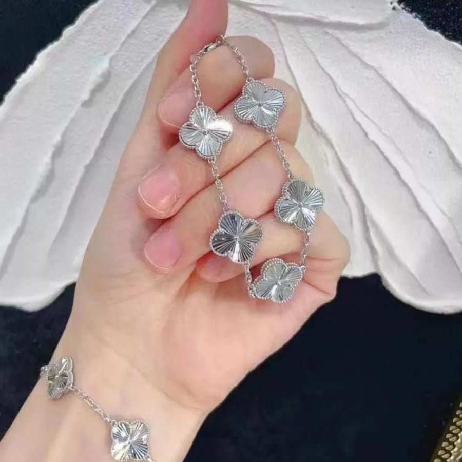925 Sterling Silver Chain Four Leaf Clover Bracelet Silver / onesize Apparel and Accessories