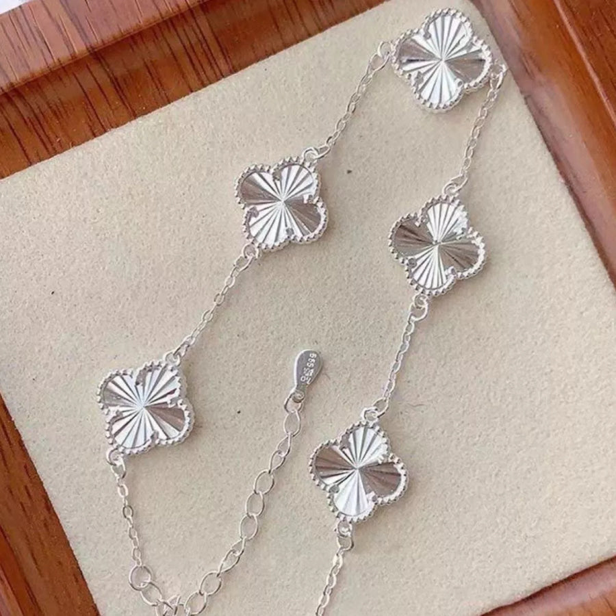 925 Sterling Silver Chain Four Leaf Clover Bracelet Silver / onesize Apparel and Accessories