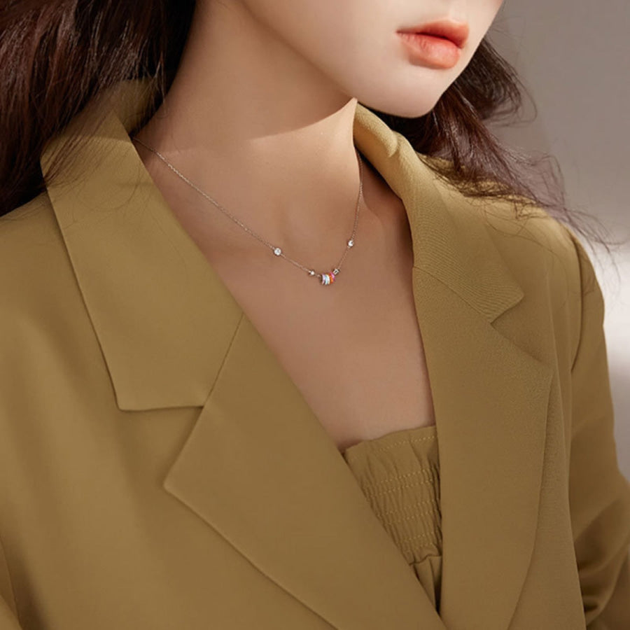 925 Sterling Silver Circle Pendant Necklace Apparel and Accessories