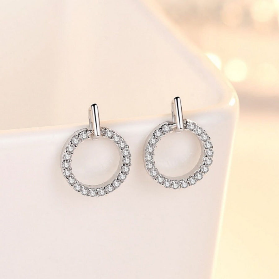 925 Sterling Silver Circle Stud Earrings Silver / One Size Apparel and Accessories