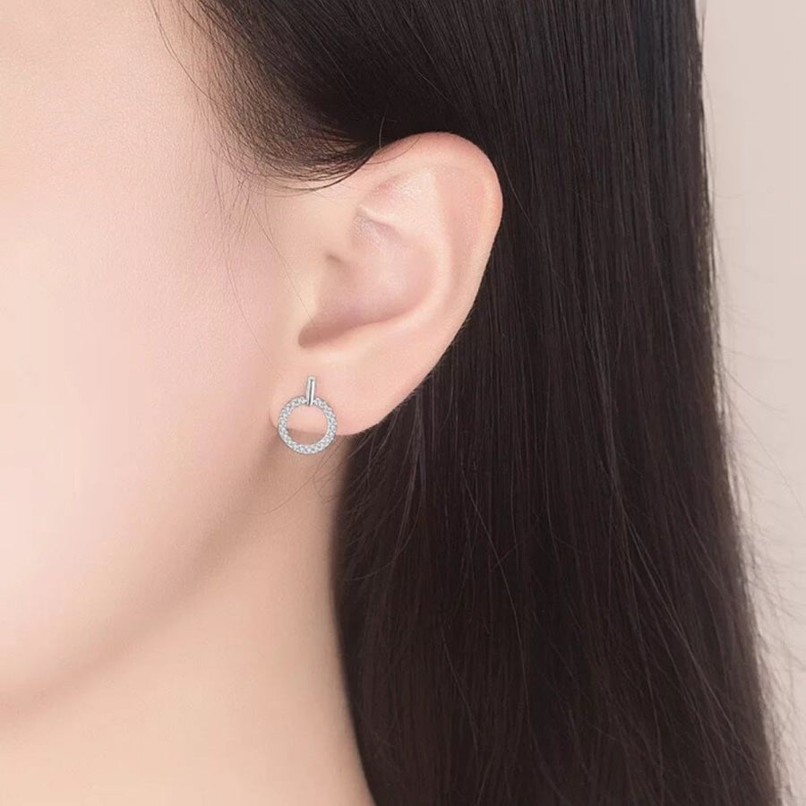 925 Sterling Silver Circle Stud Earrings Silver / One Size Apparel and Accessories