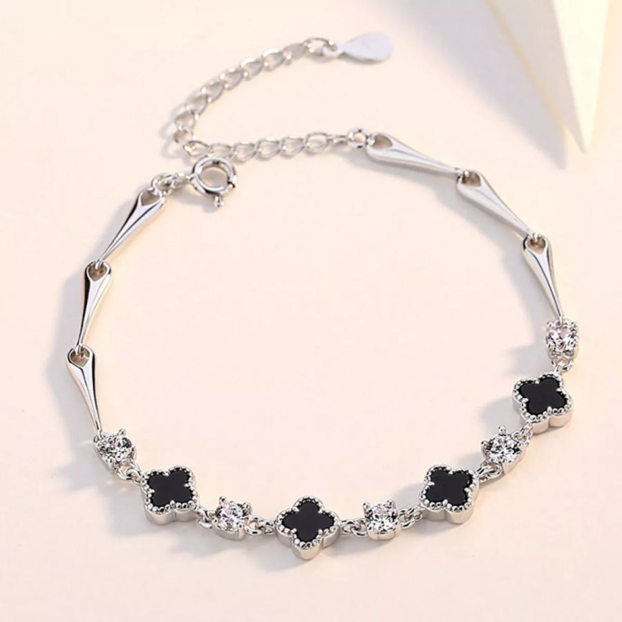 925 Sterling Silver Clover Charm Bracelet Silver / onesize Apparel and Accessories