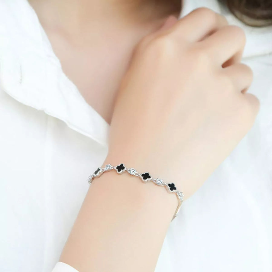 925 Sterling Silver Clover Charm Bracelet Silver / onesize Apparel and Accessories