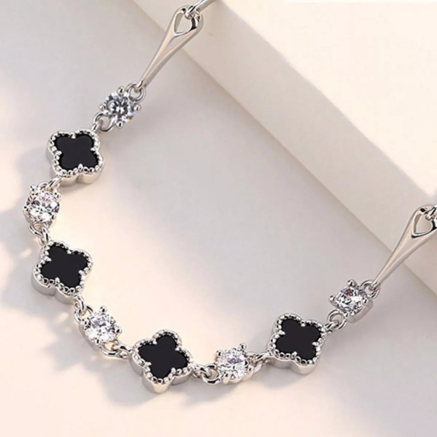 925 Sterling Silver Clover Charm Bracelet Silver / onesize Apparel and Accessories