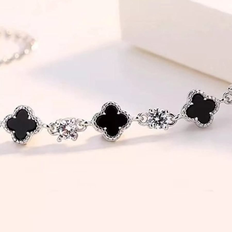 925 Sterling Silver Clover Charm Bracelet Silver / onesize Apparel and Accessories