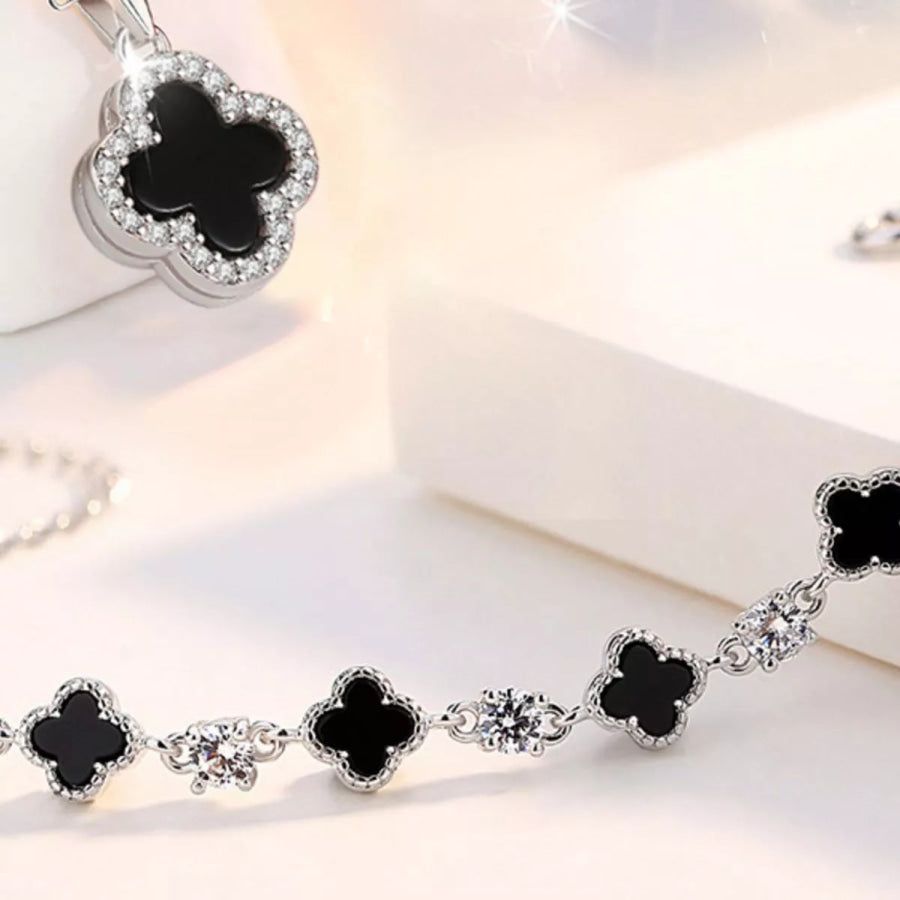 925 Sterling Silver Clover Charm Bracelet Silver / onesize Apparel and Accessories