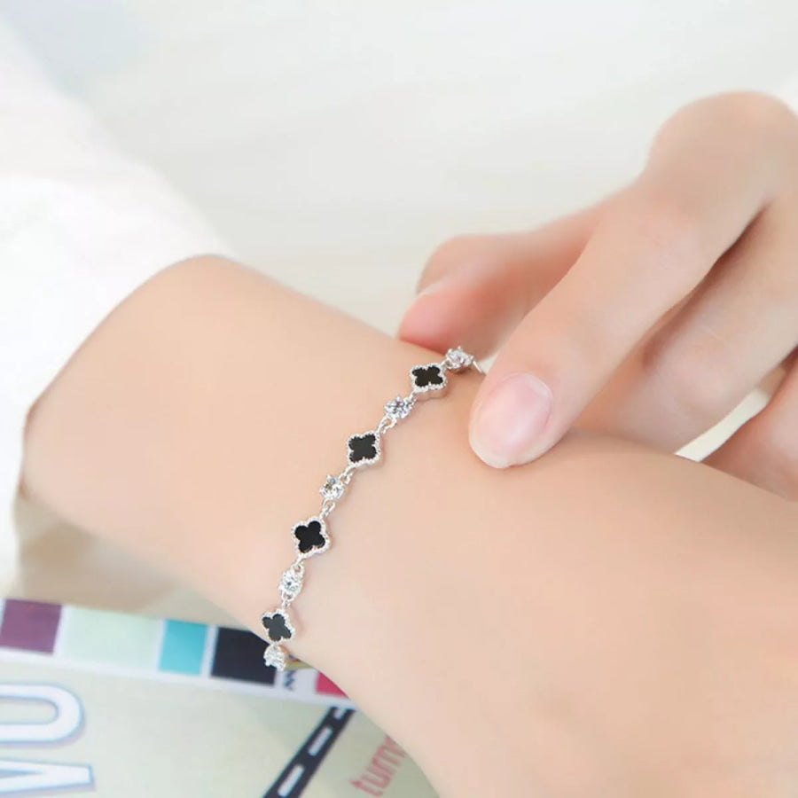 925 Sterling Silver Clover Charm Bracelet Silver / onesize Apparel and Accessories