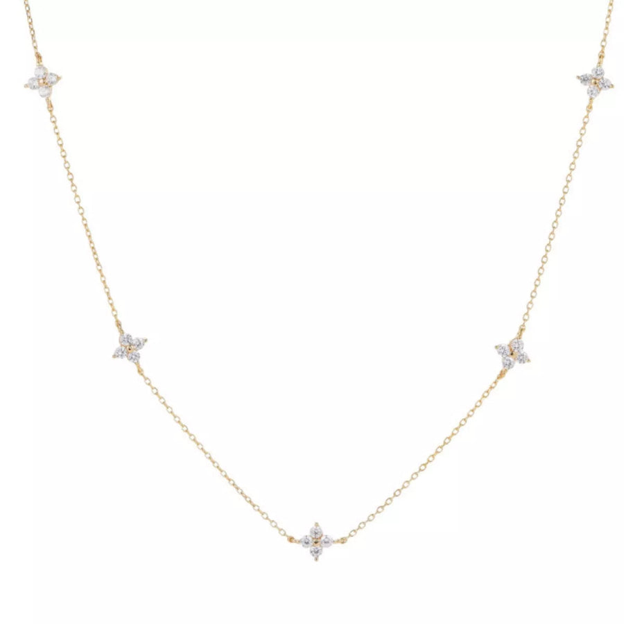 925 Sterling Silver Clover Charm Necklace Gold / One Size Apparel and Accessories