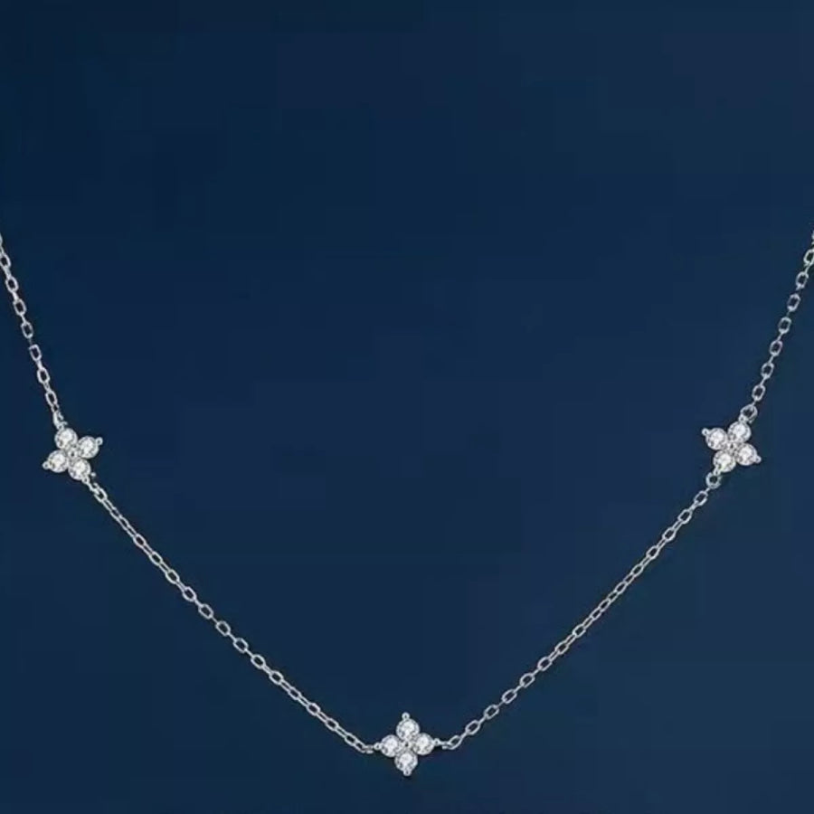 925 Sterling Silver Clover Charm Necklace Silver / One Size Apparel and Accessories