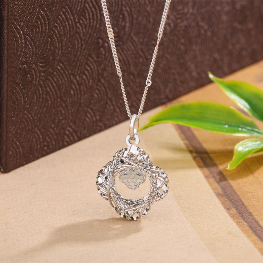 925 Sterling Silver Clover Pendant Necklace Silver / One Size Apparel and Accessories