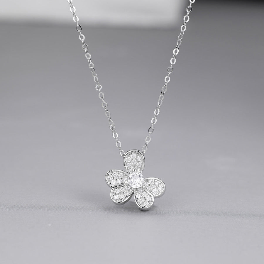 925 Sterling Silver Clover Pendant Necklace Silver / One Size Apparel and Accessories
