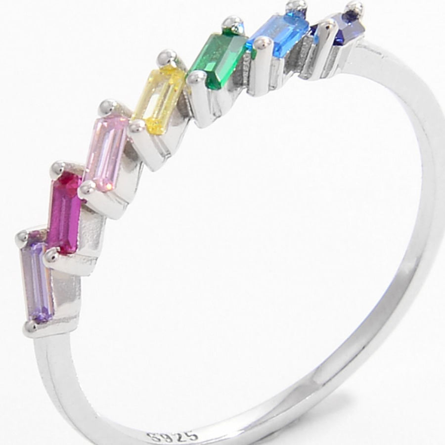 925 Sterling Silver Contrast Zircon Ring Apparel and Accessories