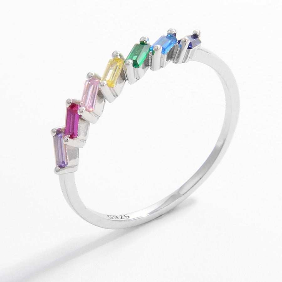 925 Sterling Silver Contrast Zircon Ring Apparel and Accessories