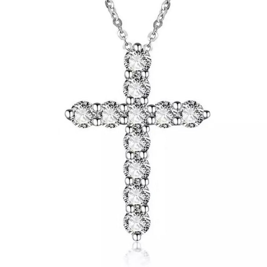 925 Sterling Silver Cross Pendant Necklace Silver / One Size Apparel and Accessories