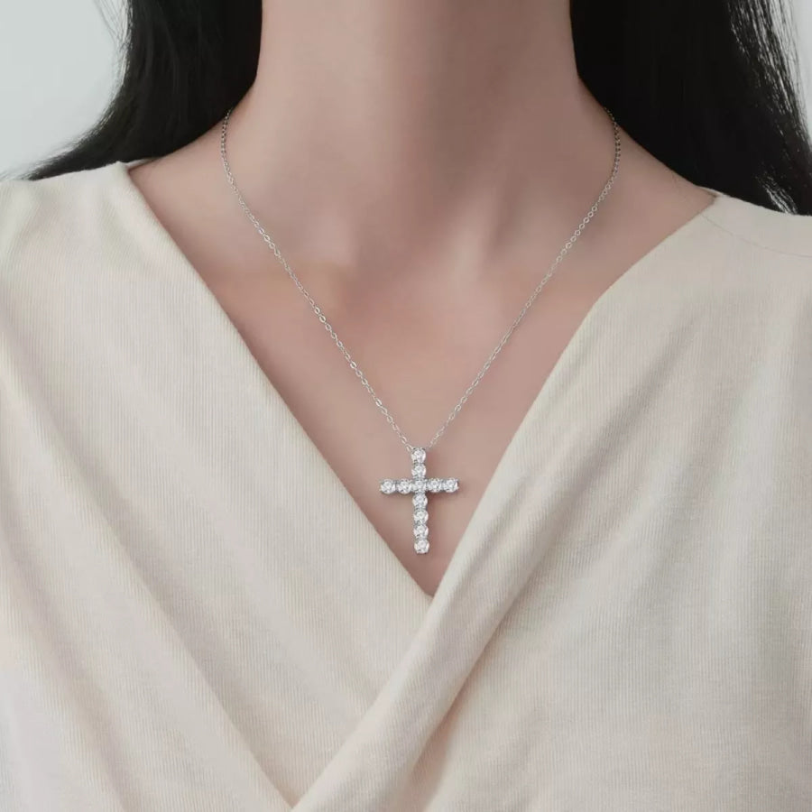 925 Sterling Silver Cross Pendant Necklace Silver / One Size Apparel and Accessories