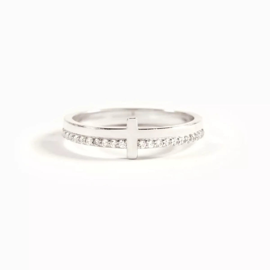 925 Sterling Silver Cross Ring Silver / 5 Apparel and Accessories