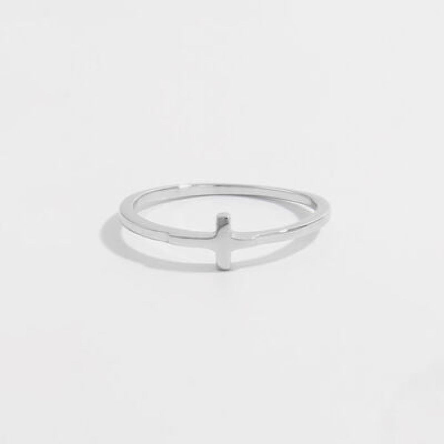 925 Sterling Silver Cross Ring Silver / 6 Apparel and Accessories