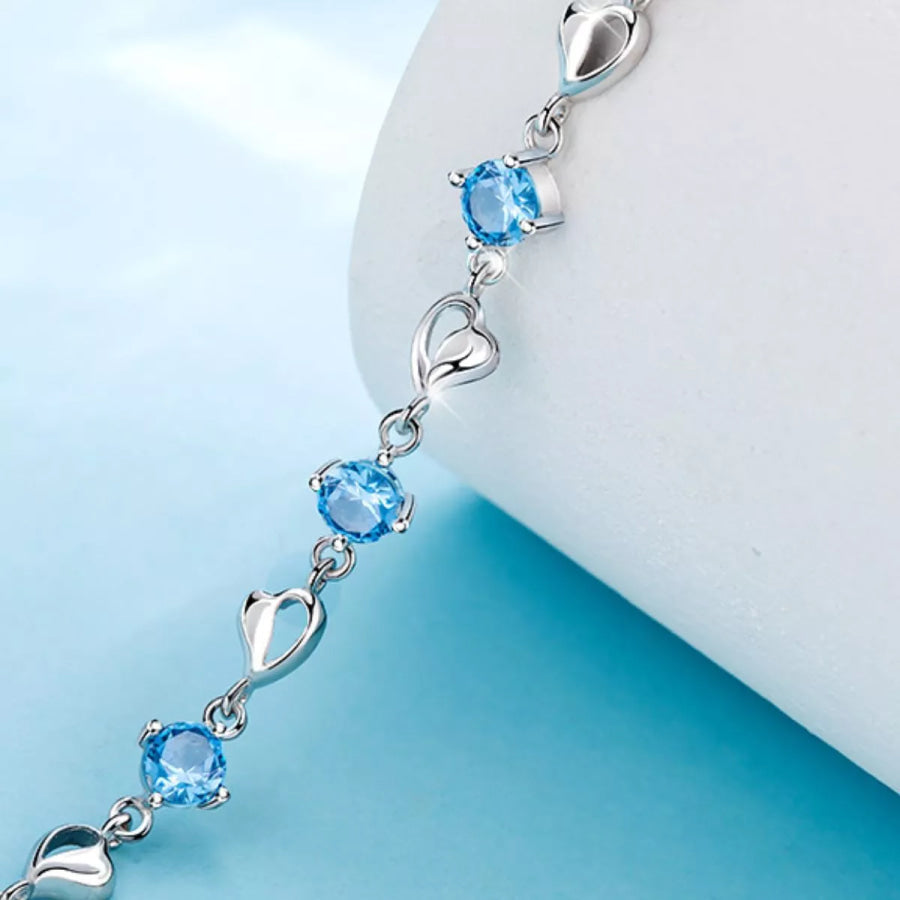 925 Sterling Silver Crystal Bracelet Silver / onesize Apparel and Accessories