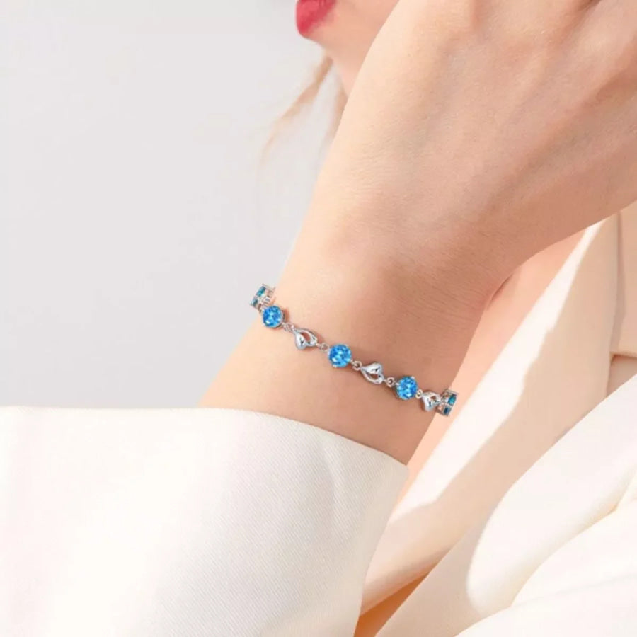 925 Sterling Silver Crystal Bracelet / onesize Apparel and Accessories