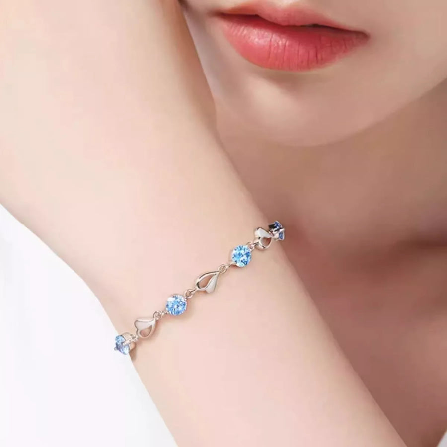 925 Sterling Silver Crystal Bracelet Silver / onesize Apparel and Accessories