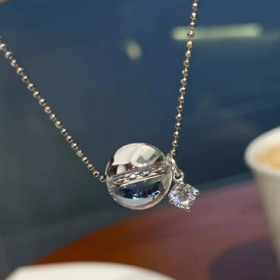 925 Sterling Silver Crystal Pendant Necklace Silver / One Size Apparel and Accessories