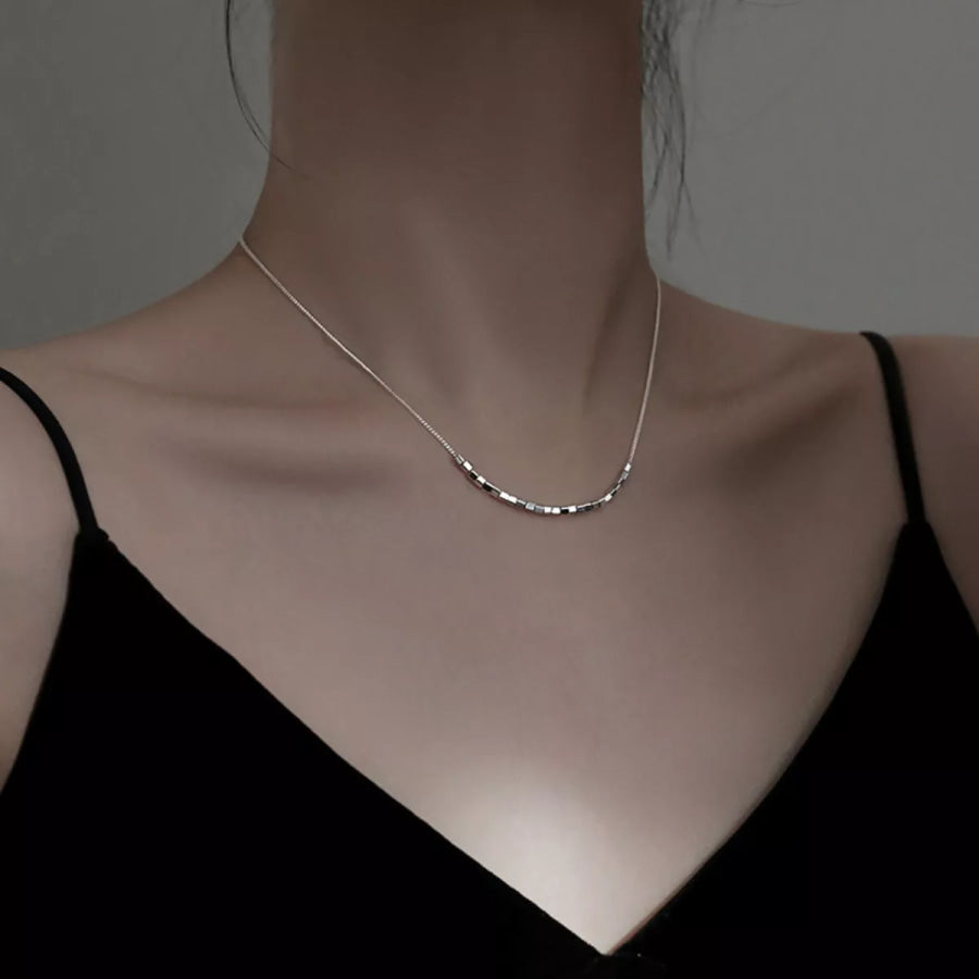 925 Sterling Silver Cube Necklace Silver / One Size Apparel and Accessories