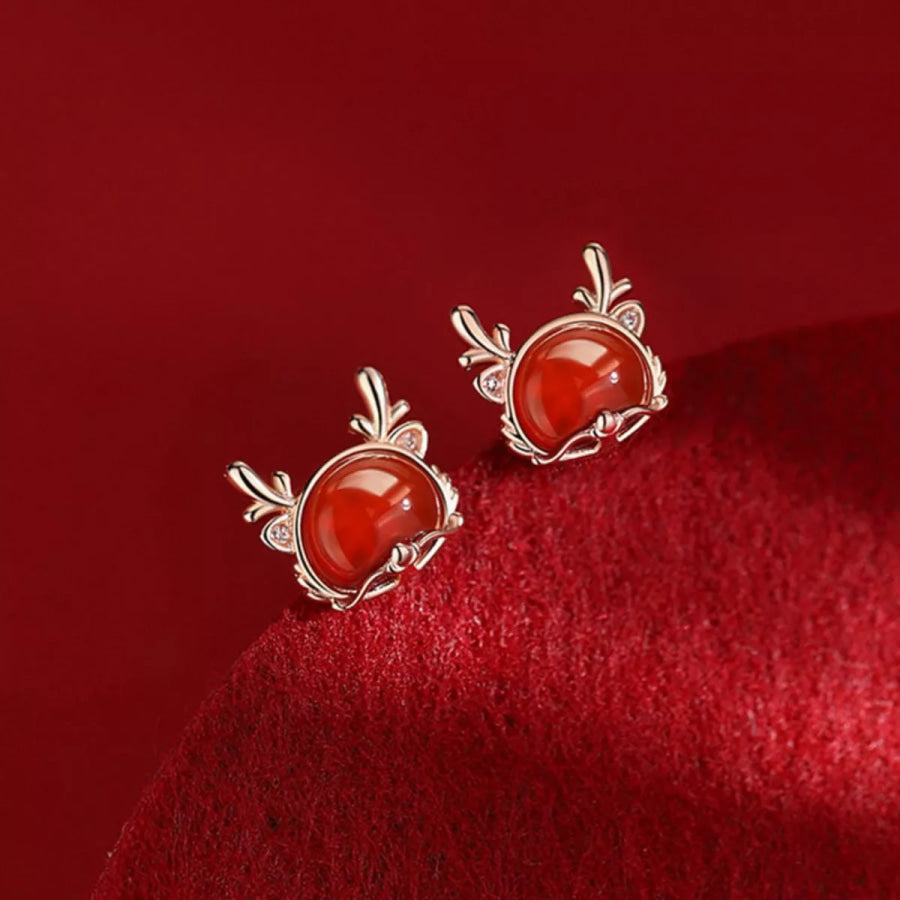 925 Sterling Silver Deer Stud Earrings Gold / ONESIZE Apparel and Accessories