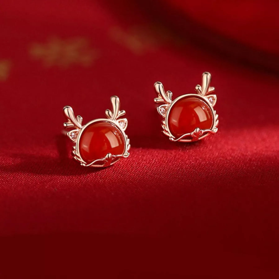 925 Sterling Silver Deer Stud Earrings Gold / ONESIZE Apparel and Accessories