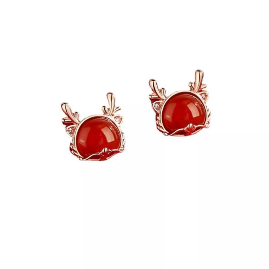 925 Sterling Silver Deer Stud Earrings Gold / ONESIZE Apparel and Accessories