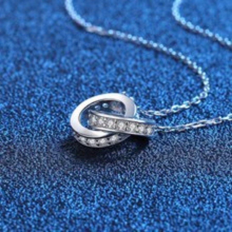 925 Sterling Silver Double Circle Pendant Necklace Apparel and Accessories