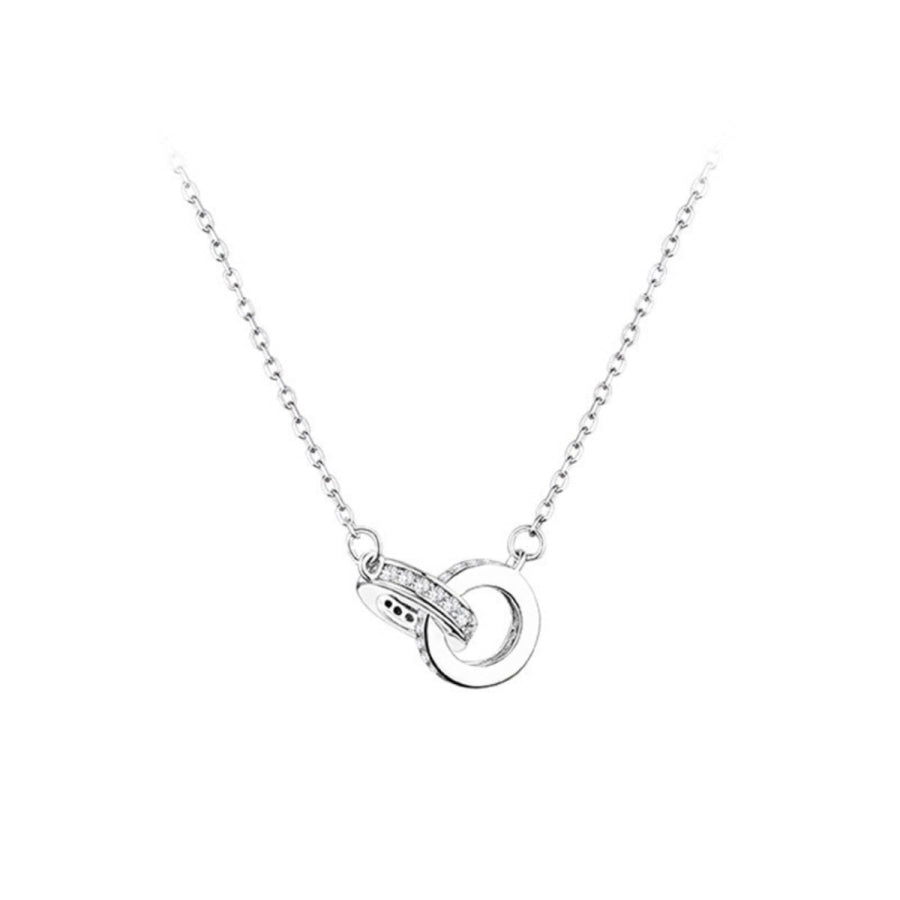 925 Sterling Silver Double Circle Pendant Necklace Apparel and Accessories