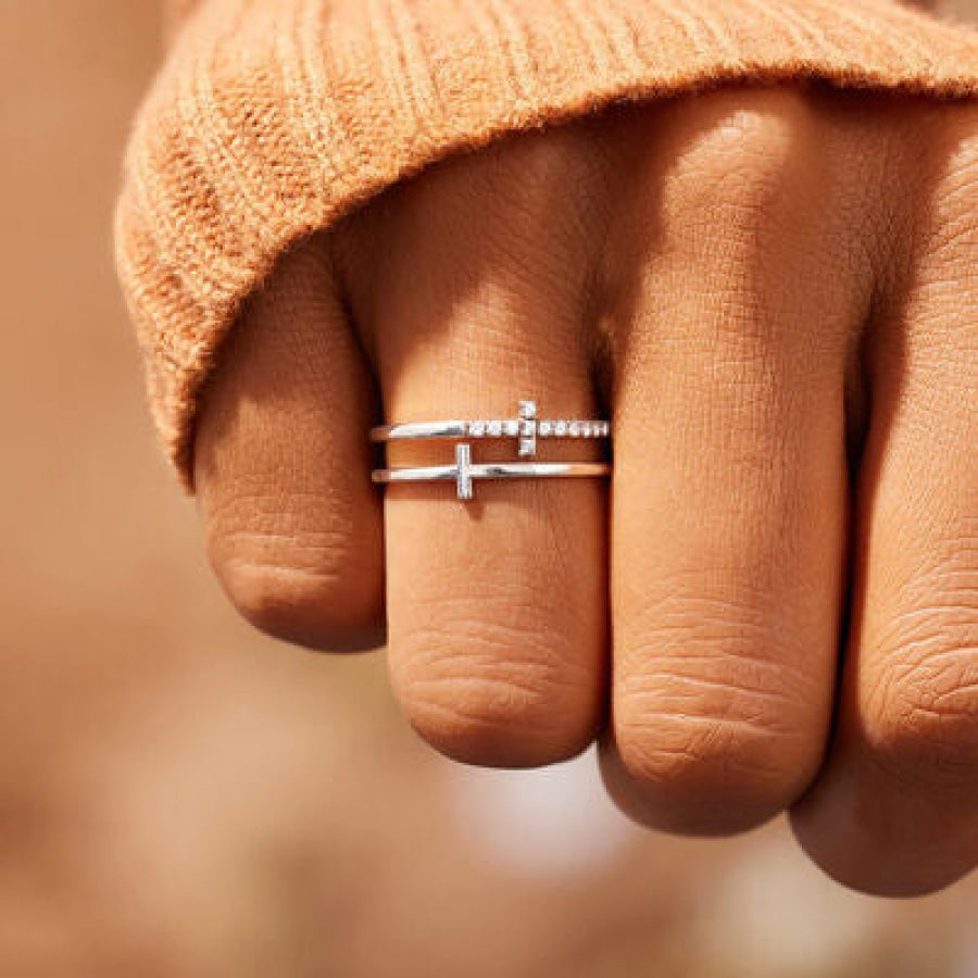 925 Sterling Silver Double Cross Ring Clothing