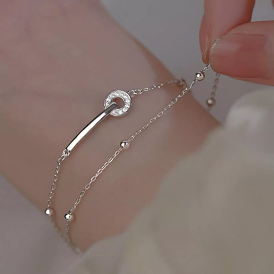 925 Sterling Silver Double Layered Bracelet Silver / One Size Apparel and Accessories