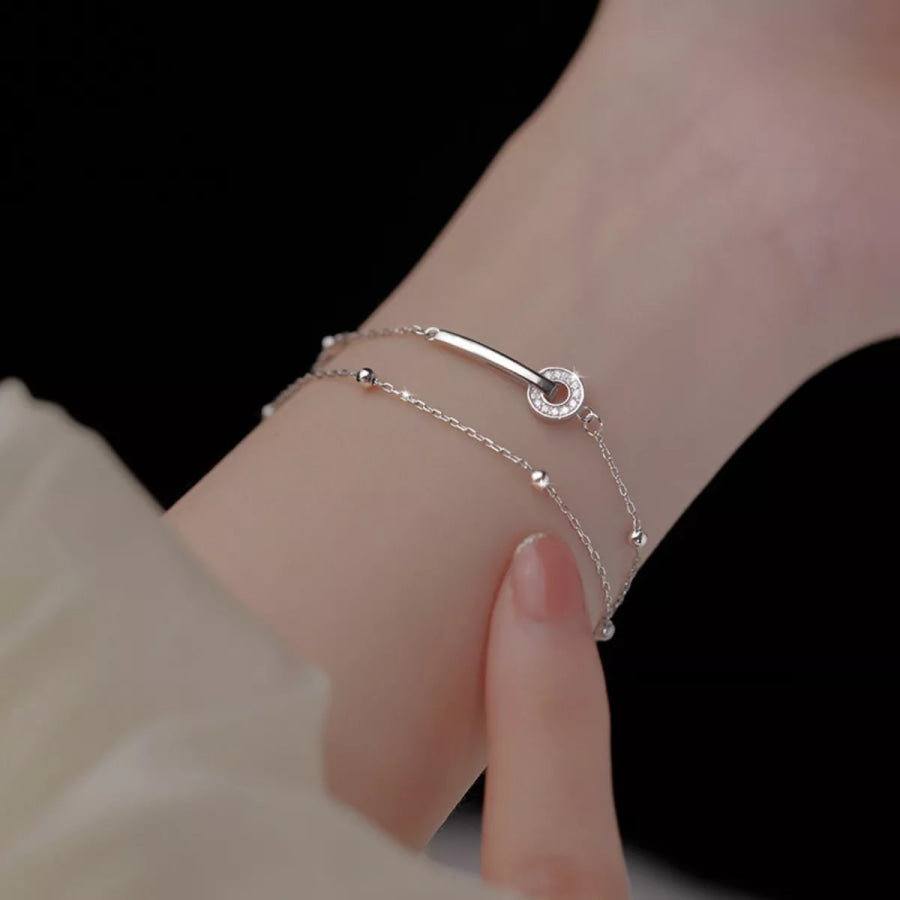 925 Sterling Silver Double Layered Bracelet Silver / One Size Apparel and Accessories