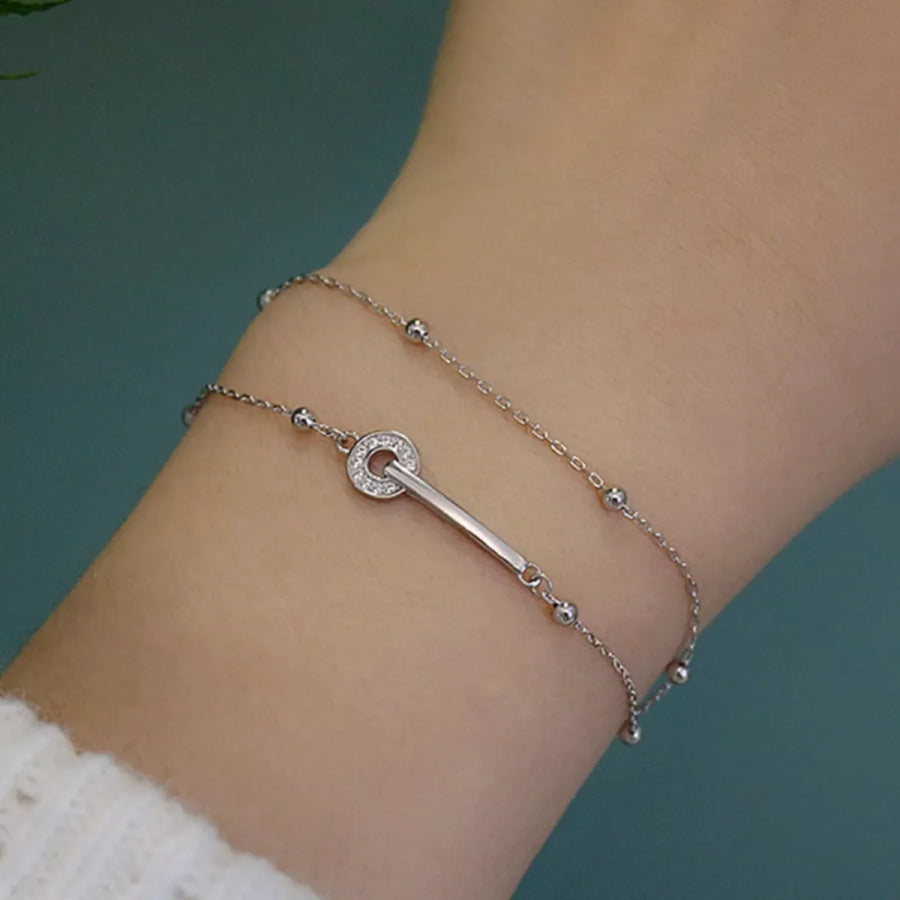 925 Sterling Silver Double Layered Bracelet Silver / One Size Apparel and Accessories