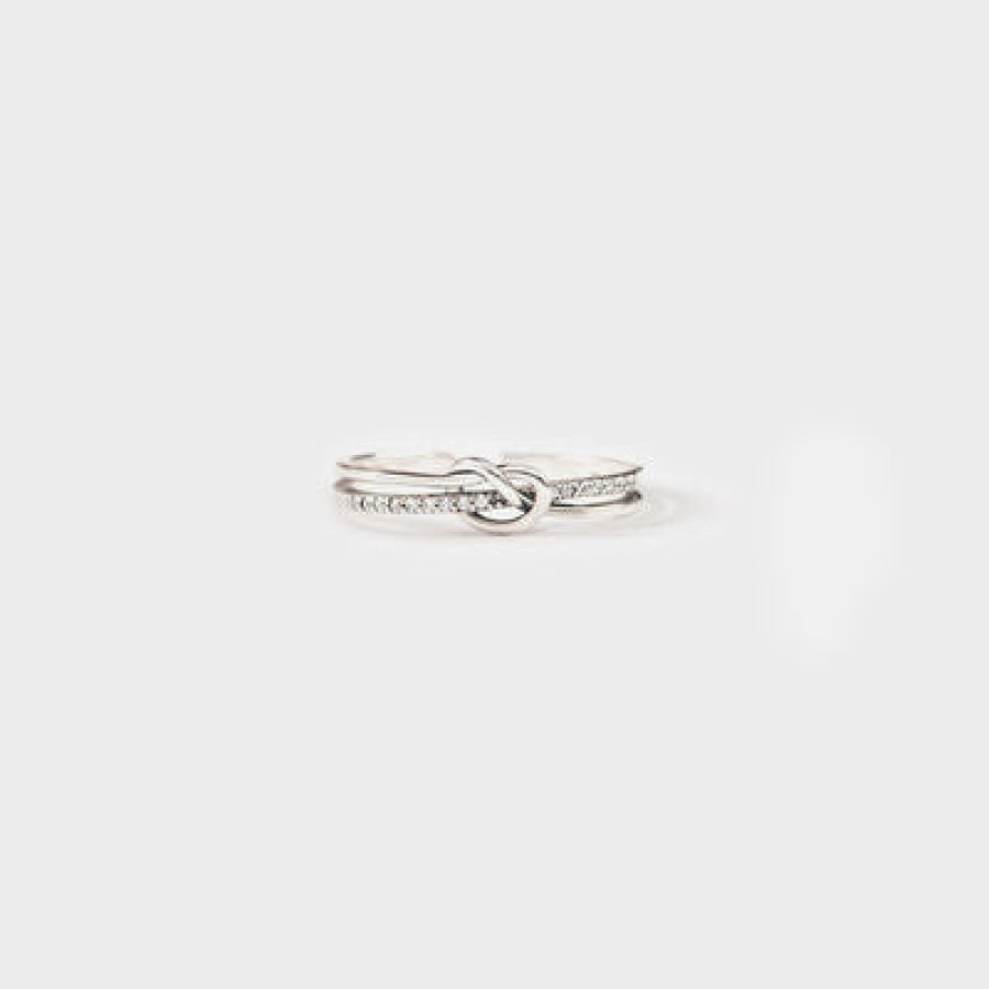 925 Sterling Silver Double-Layered Knot Ring Silver / 5 Clothing