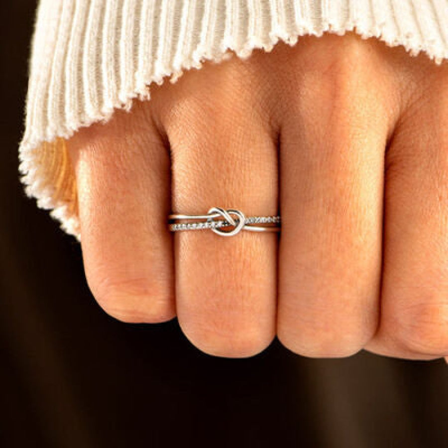 925 Sterling Silver Double-Layered Knot Ring Clothing