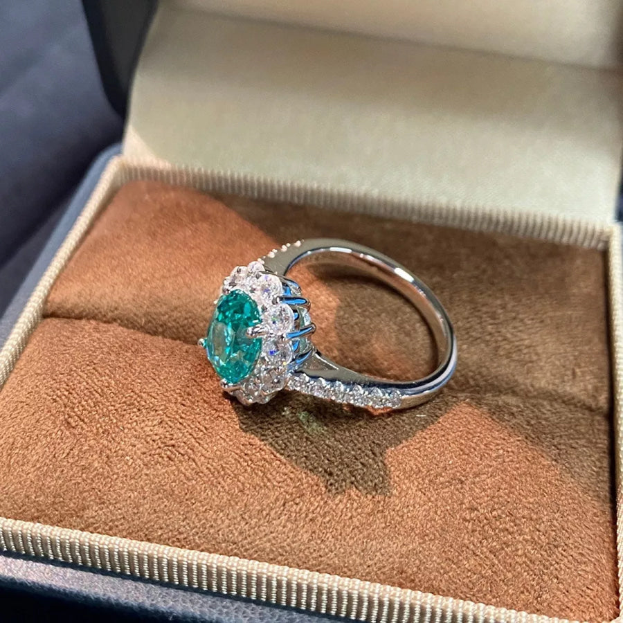 925 Sterling Silver Emerald Ring Apparel and Accessories