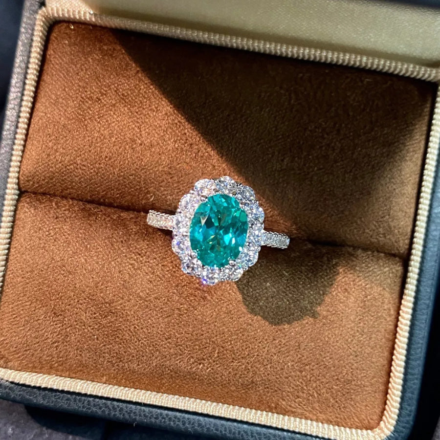 925 Sterling Silver Emerald Ring Green / 5 Apparel and Accessories
