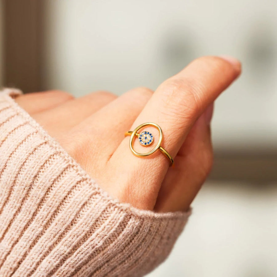 925 Sterling Silver Evil Eye Ring Apparel and Accessories