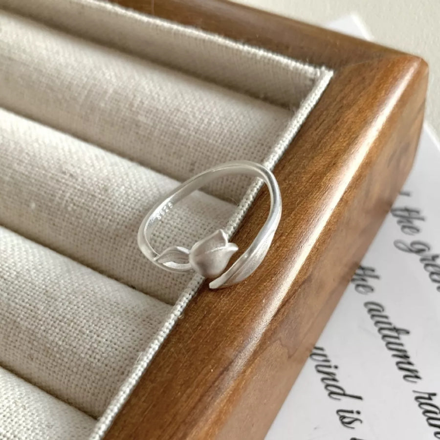 925 Sterling Silver Flower Bypass Ring Silver / One Size Apparel and Accessories