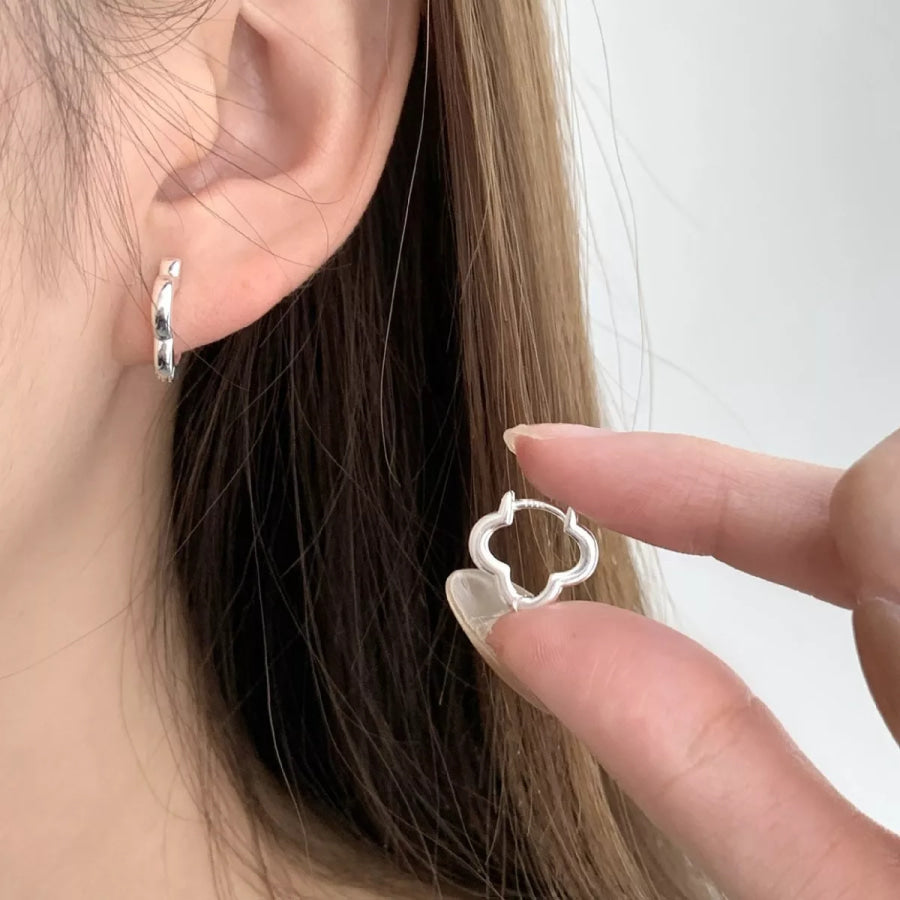 925 Sterling Silver Four Leaf Clover Earrings Silver / One Size Apparel and Accessories