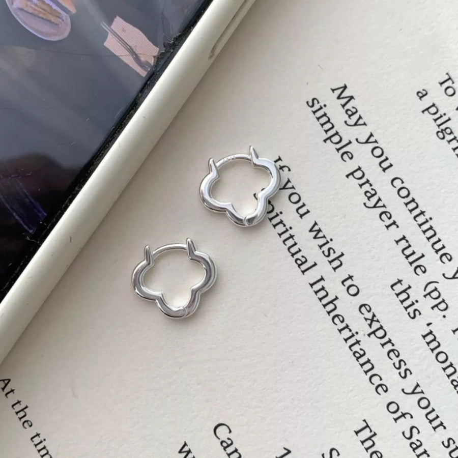 925 Sterling Silver Four Leaf Clover Earrings Silver / One Size Apparel and Accessories