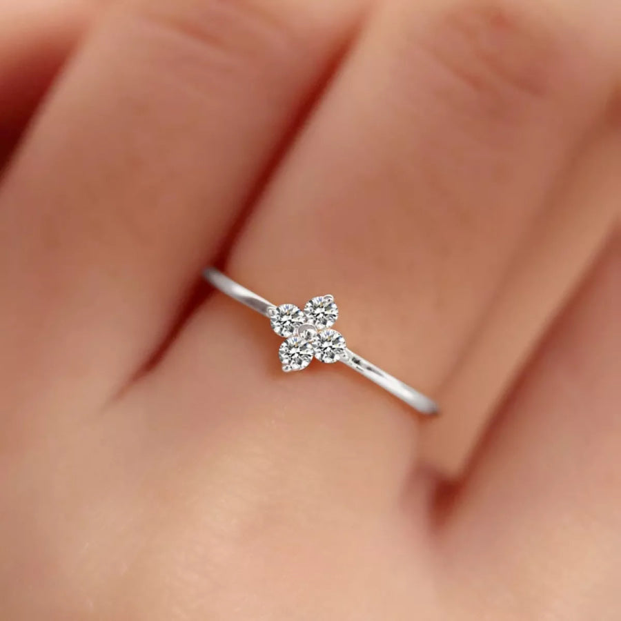 925 Sterling Silver Four-Leaf Clover Ring Apparel and Accessories