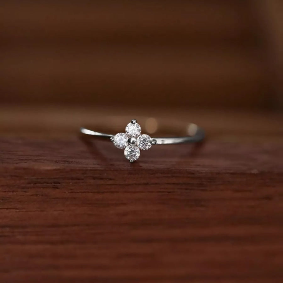 925 Sterling Silver Four-Leaf Clover Ring Apparel and Accessories