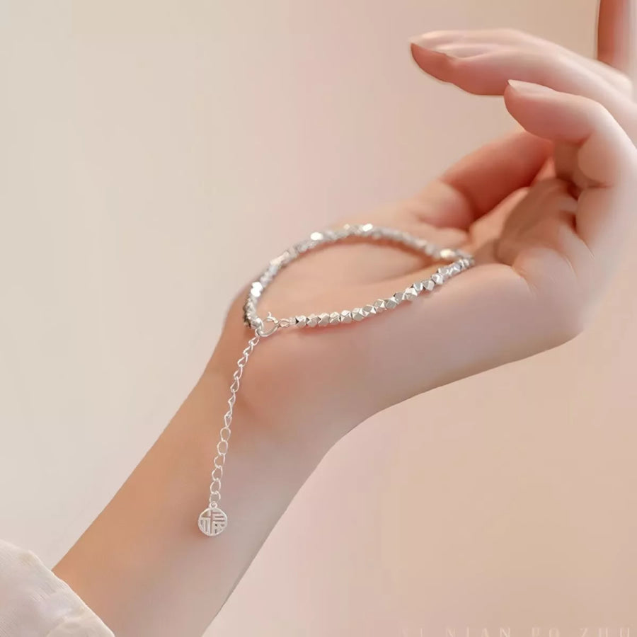 925 Sterling Silver Geometric Chain Adjustable Bracelet Silver / onesize Apparel and Accessories