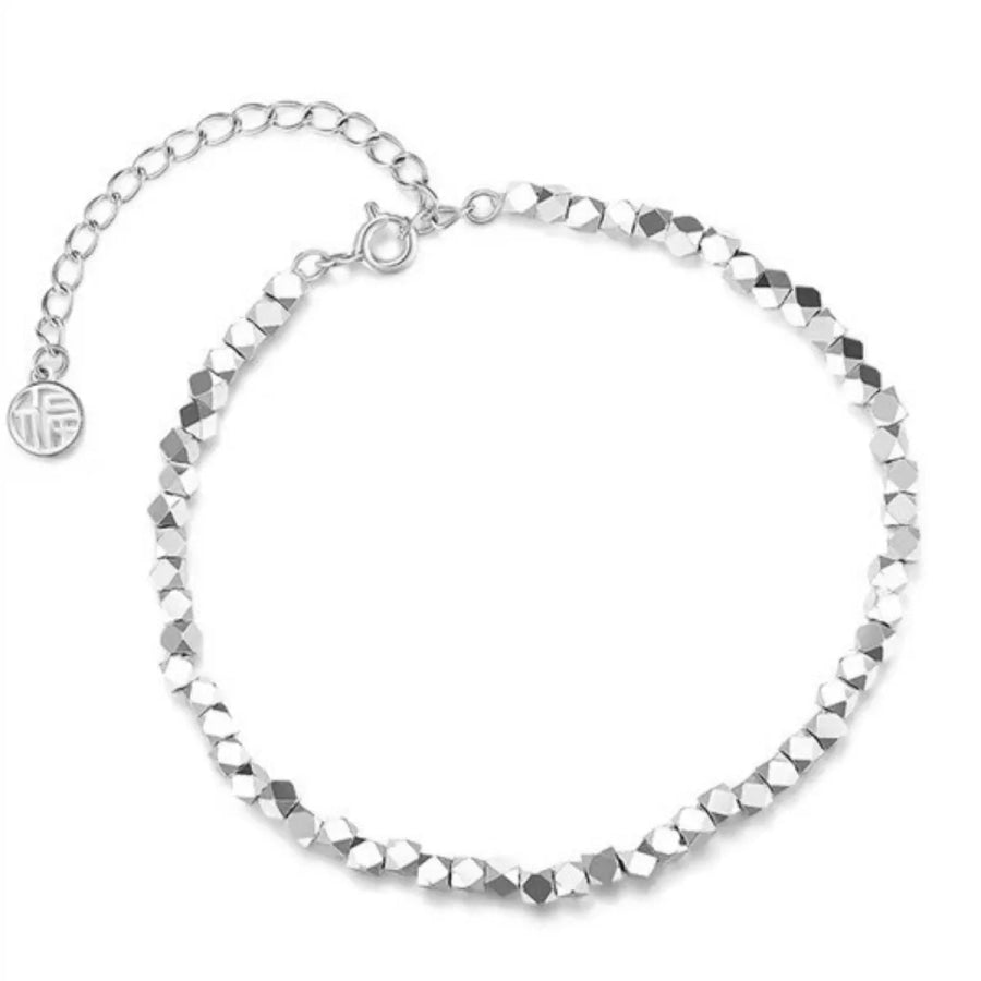925 Sterling Silver Geometric Chain Adjustable Bracelet Silver / onesize Apparel and Accessories